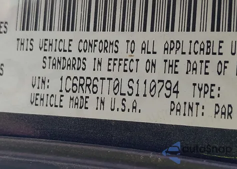 2020 Ram 1500 Classic Slt 4X2 6'4 Box from USA, damaged, VIN 1C6RR6TT0LS110794